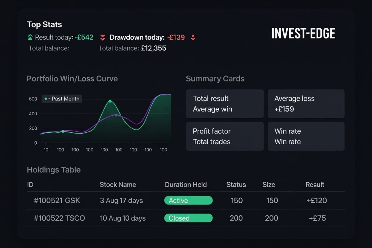 Dashboard Stats and Holdings Table Preview
